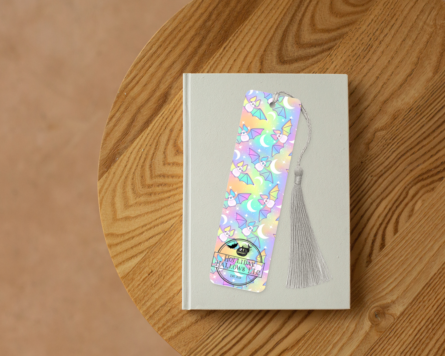 Pastel bats metal bookmark