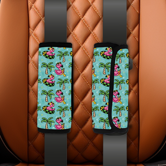 Summertime Flamingos seatbelt cover