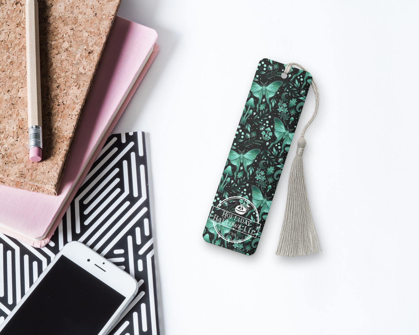 Green mystic forest bookmark