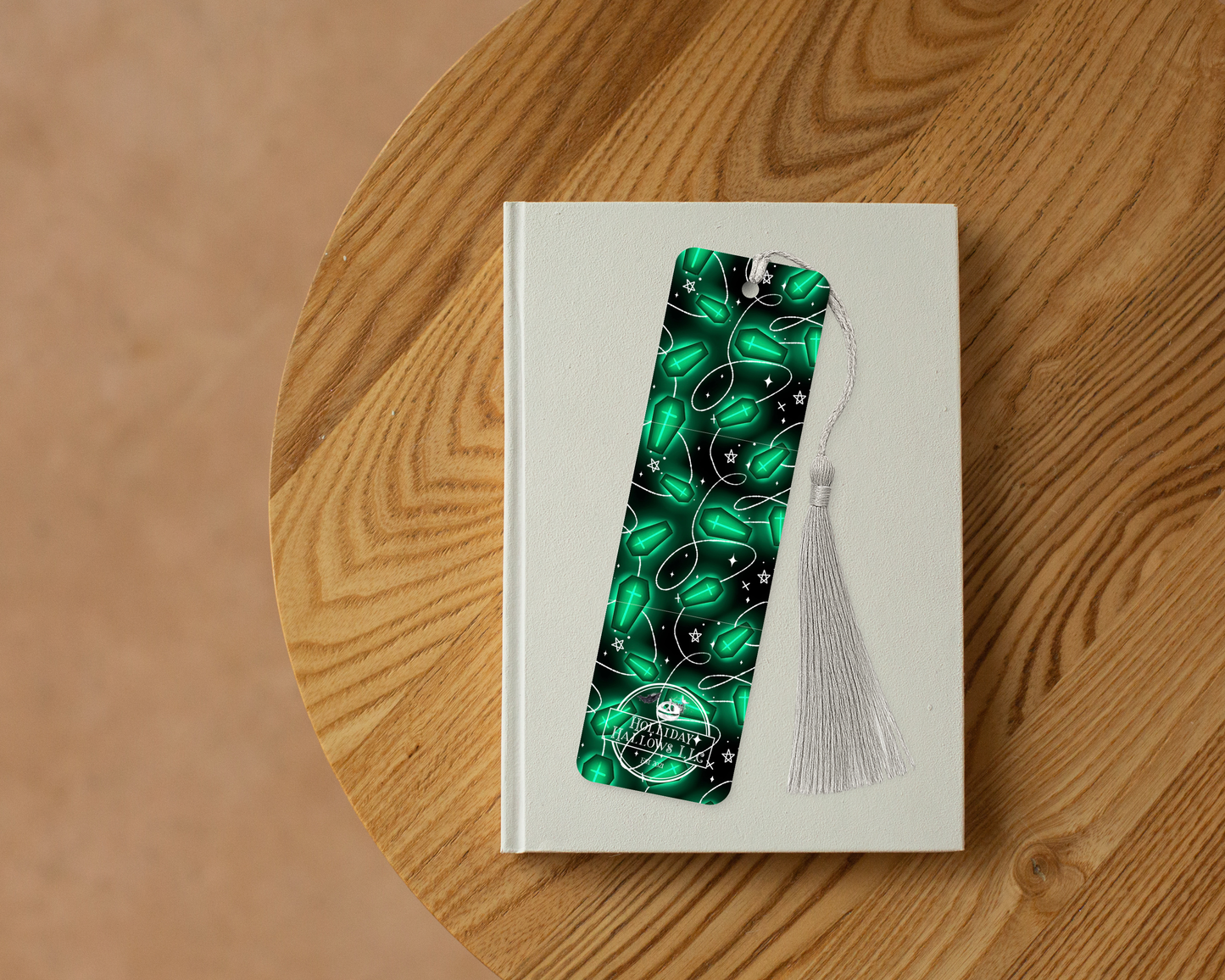 Green coffin metal bookmark