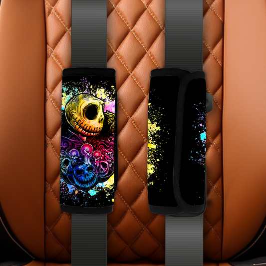 Watercolor skull seatbelt cover