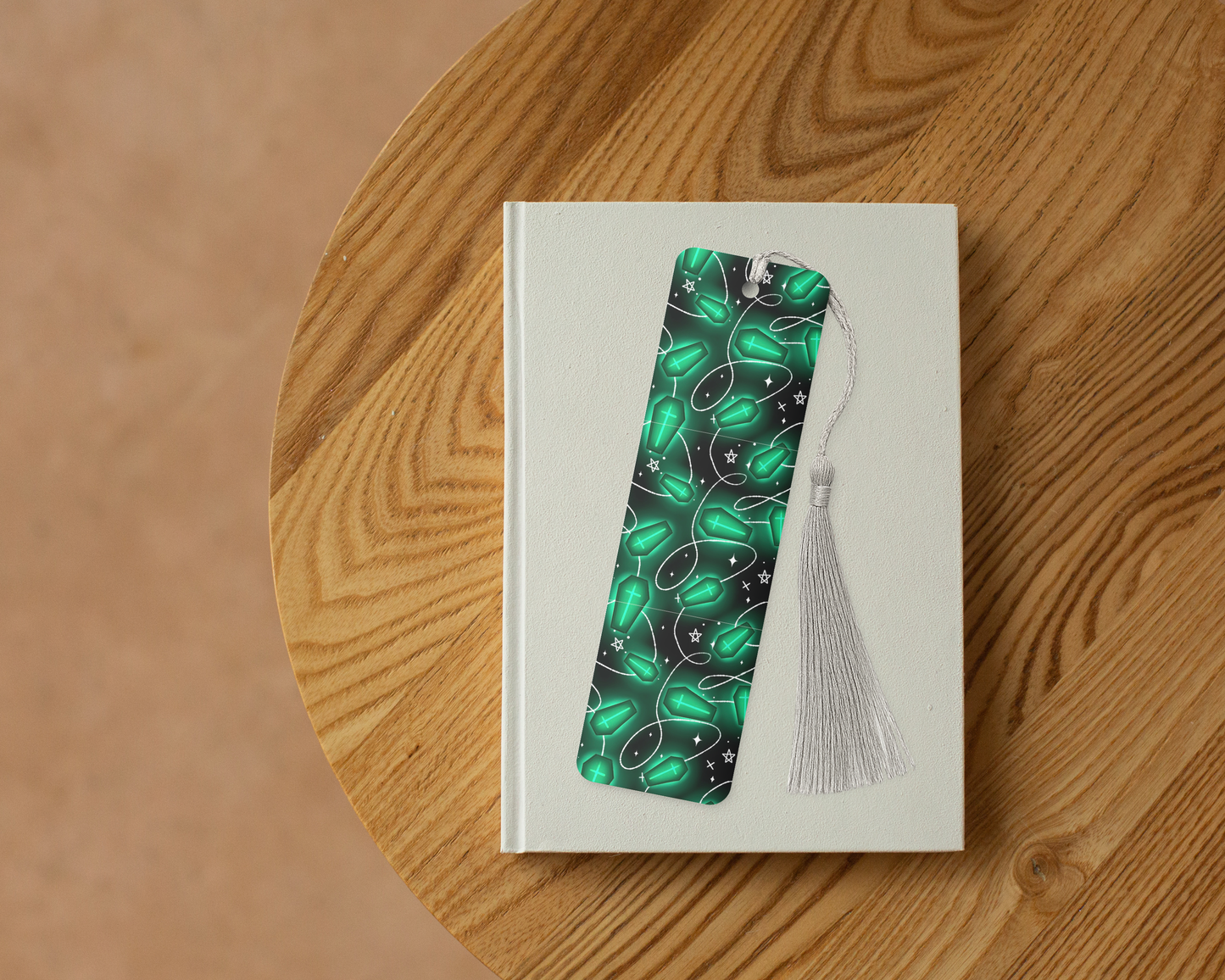 Green coffin metal bookmark