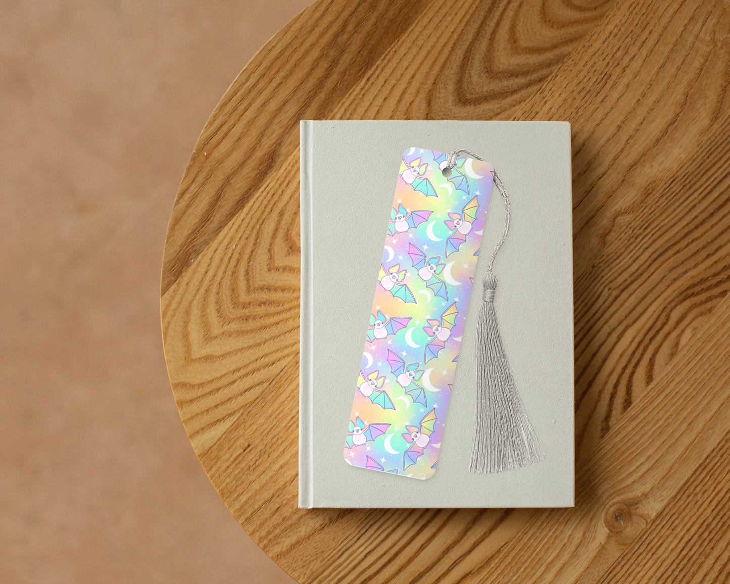 Pastel bats metal bookmark