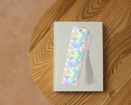 Pastel bats metal bookmark